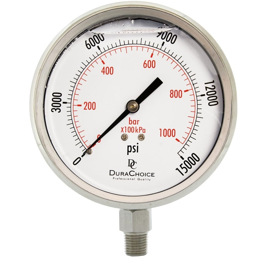 4" PRESSURE DIAL 15,000 PSI LOW 0.25"