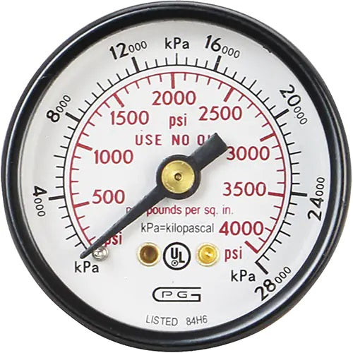 4" REAR PRESSURE DIAL 4000 PSI 0.25"