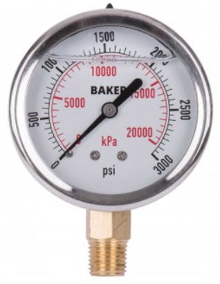 4" PRESSURE DIAL 3000 PSI, 25" LOW